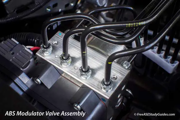 ABS modulator pump and valve assembly.