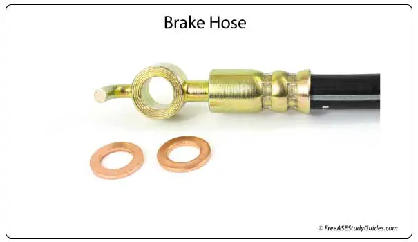 Brake hose with brass washers.