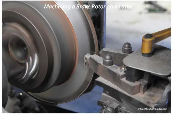 Machining a brake rotor.