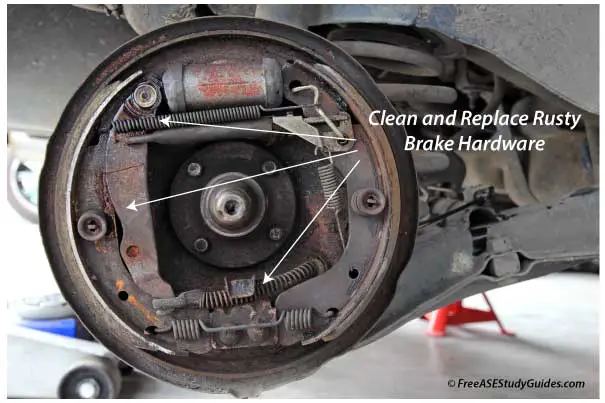 Rusty brake hardware.