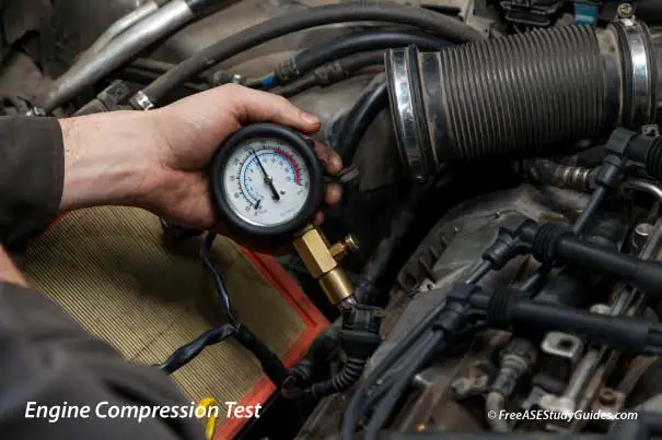Automotive engine compression test.