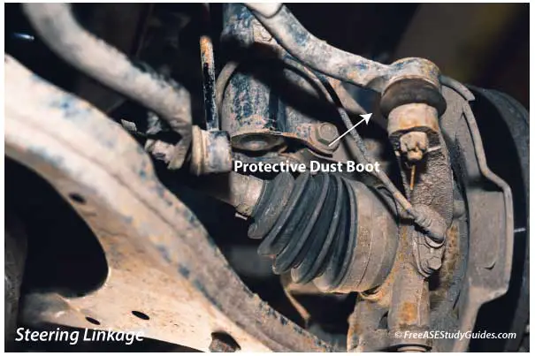A tie rod protective dust boot.