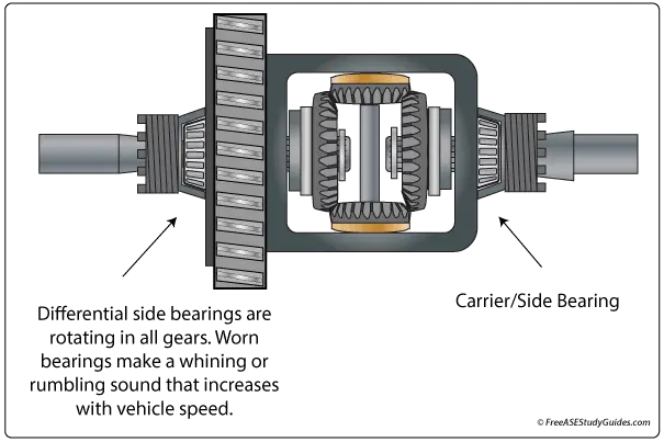 Differential side bearings are rotating in all gears.